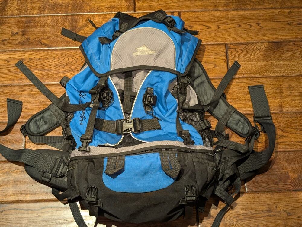 High Sierra Naja 50+10 Internal Frame Hiking Backpack Ergo Fit Blue Black